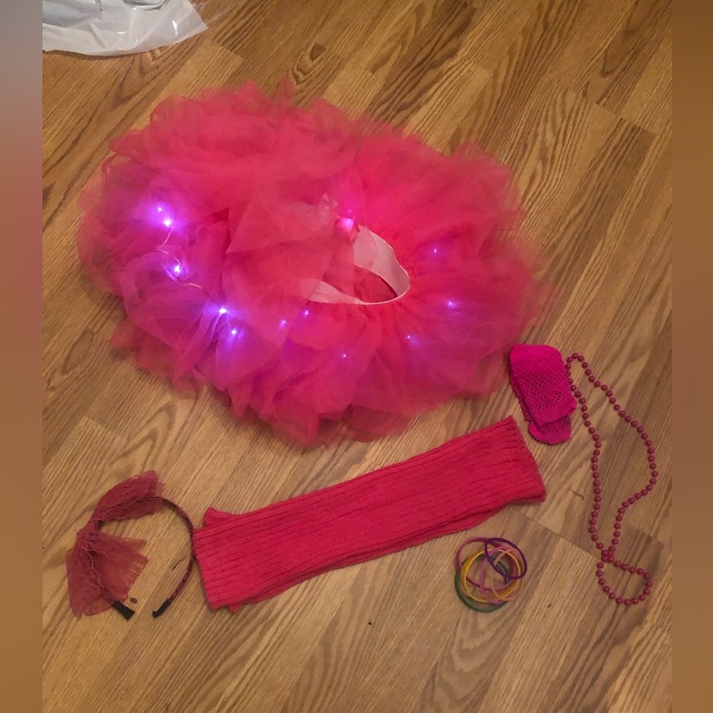 80s Halloween Costume- hot pink light up tutu and accessories